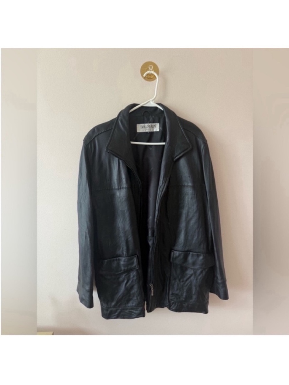 Balmain Black Leather Moto Jacket